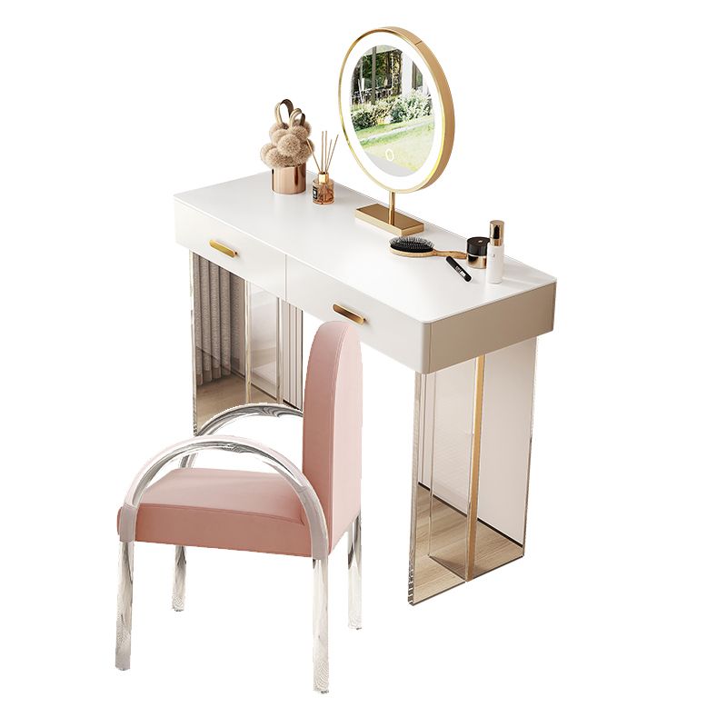 Contemporary Vanity Dressing Table with Stone Top and Acrylic Base