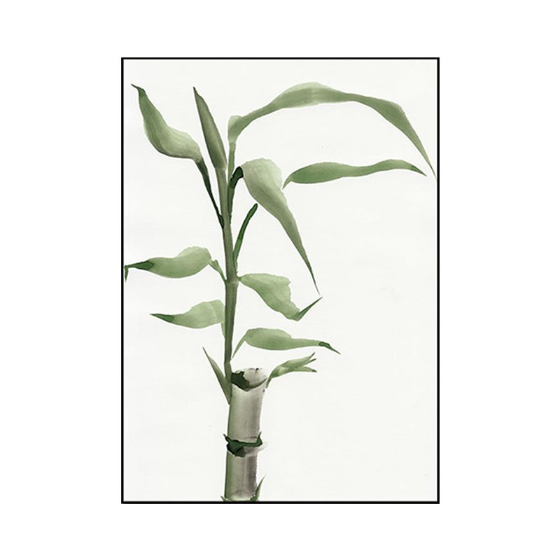Chinese Bamboo Painting Wall Decor Canvas Textured Green Wall Art for Living Room