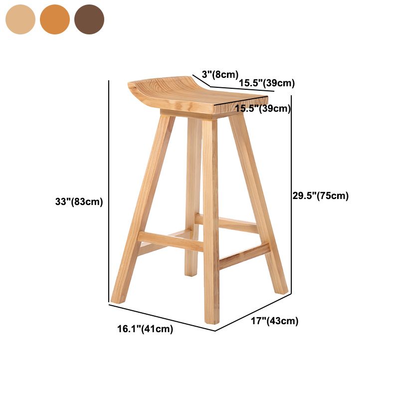 Modern Armless Backrest Counter Stool Wood Cafe Bar Stool with Seat and Pedal