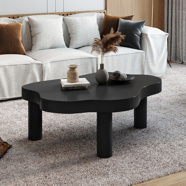 15.7"H Modern Style Wooden 3-leg Base Irregular Solid Color Coffee Table