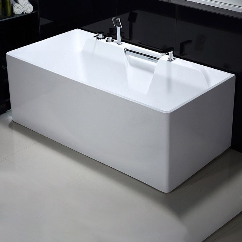 Modern Rectangular Bath Tub Bathroom Soaking with Center Drain Tub