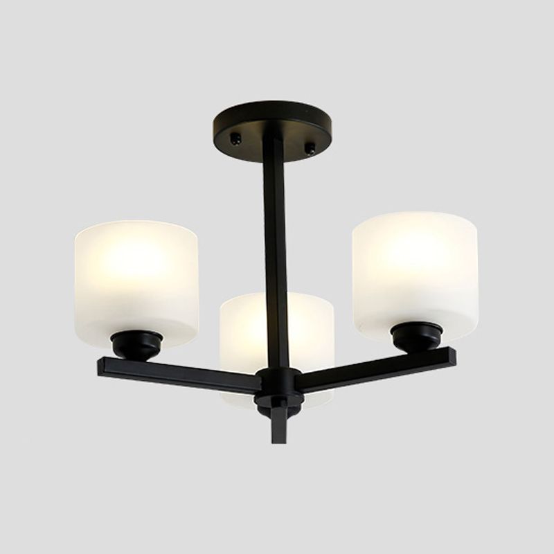 Cylinder Pendant Lights Modernism Glass Pendant Lighting Fixtures in Black