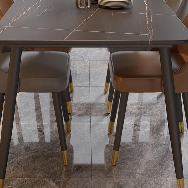 Modern Rectangle Dining Table Matte Finish Stone Top Dinette Table