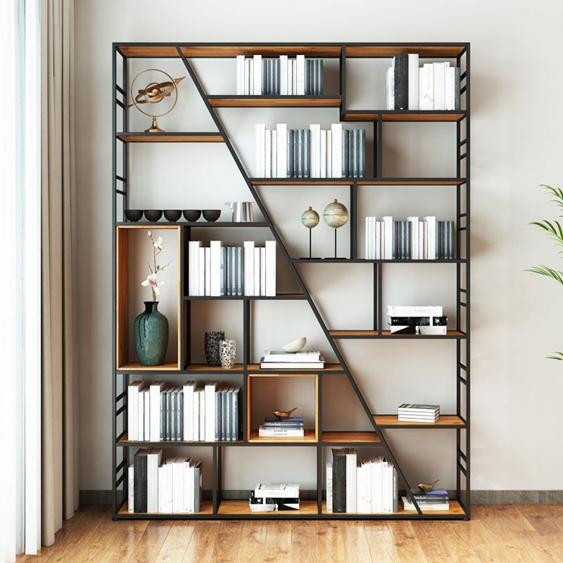 Modern Bookcase Metal and Wooden Shelf Bookcase for Study Room