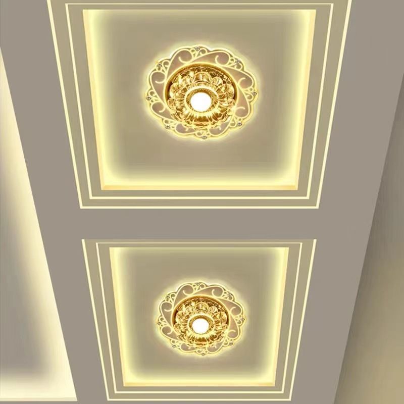 Plafonnier moderne en forme de fleur, plafonnier à 2 lumières en cristal avec trou de 2 à 3.5 pouces de diamètre