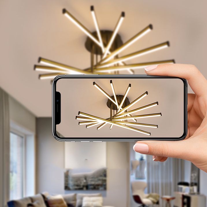 Line Shape LED Creative Ceiling Lamp Modern Iron Flush Mount for Living Room