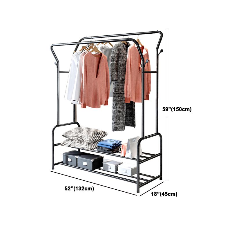 Contemporary Metal Open Armoire Black and White Cabinet with Caster Wheels