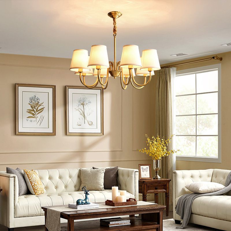 Traditional Creative Sputnik Hanging Lamp Copper Indoor Pendant Light with Fabrics Shade
