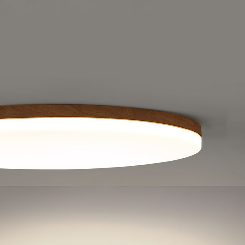 Wood Modern Flush Mount Geometric Shape LED Ceiling Light with Acrylic Shade for Bedroom