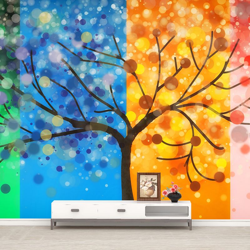 Plant Decoration Illustration Mural Mildew Resistant Wallpaper Sleeping Room Wall Mural
