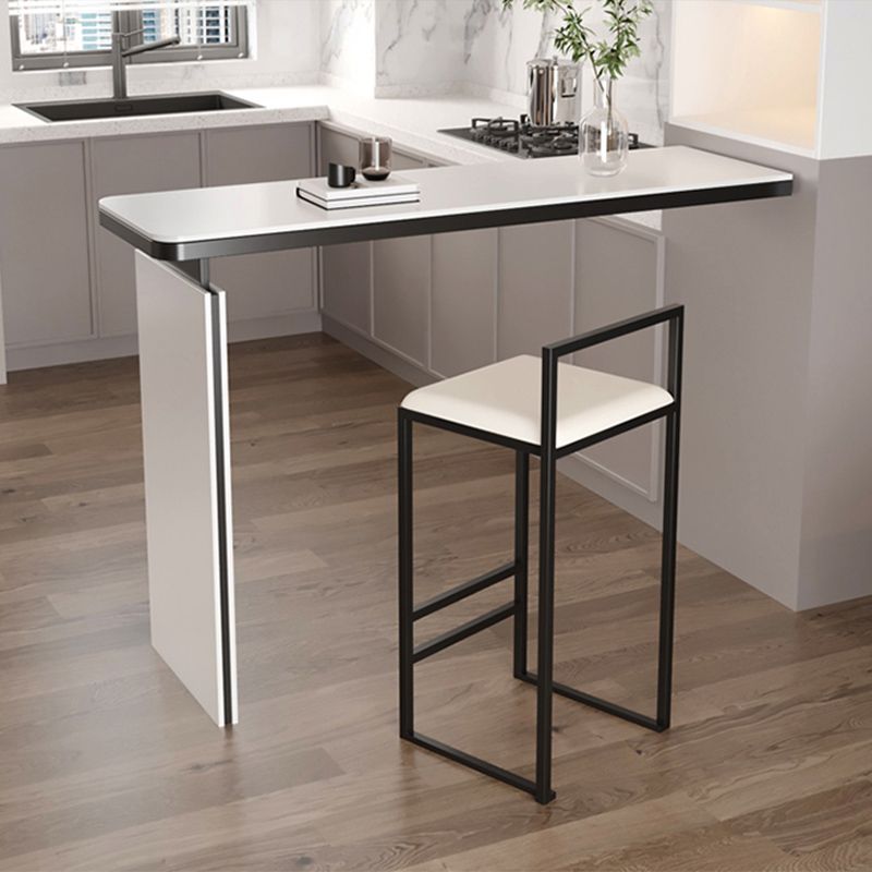 Rectangle White Stone Top Bar Dining Table Contemporary Bar Height Table