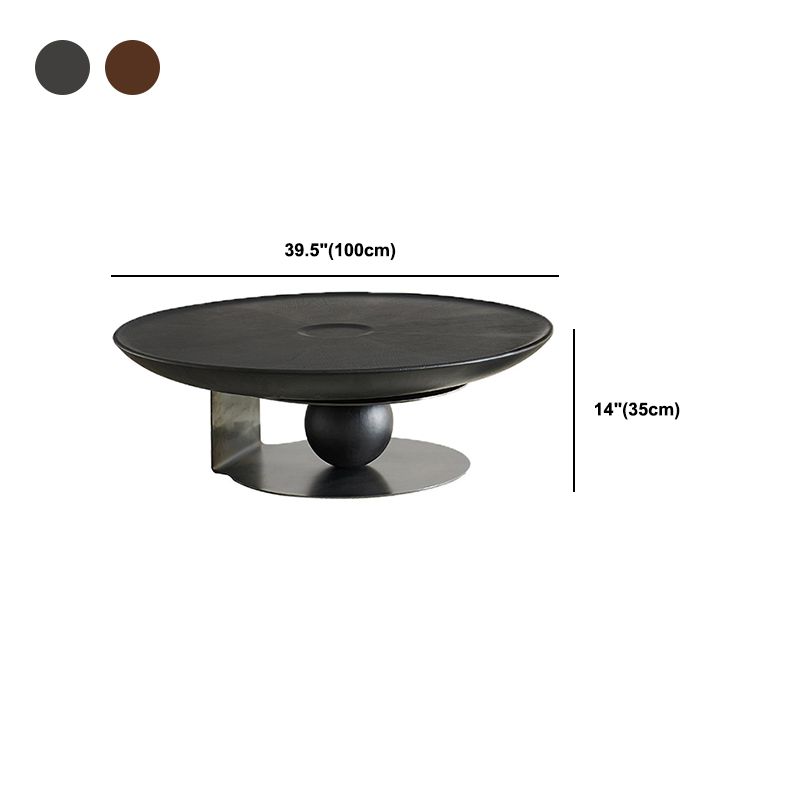 Mid-Century Modern Round Wood/Glass Coffee Table Metal Base Accent Table