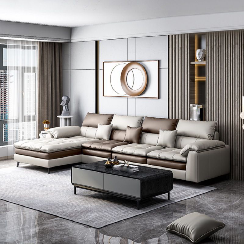 Faux leather High Back Pillow Top Arm Sofa and Sectional with Stain-Resistant