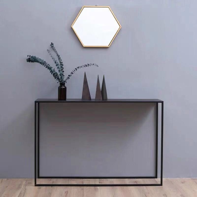 Contemporary Hall Metal Console Accent Table with Sled-base in Black