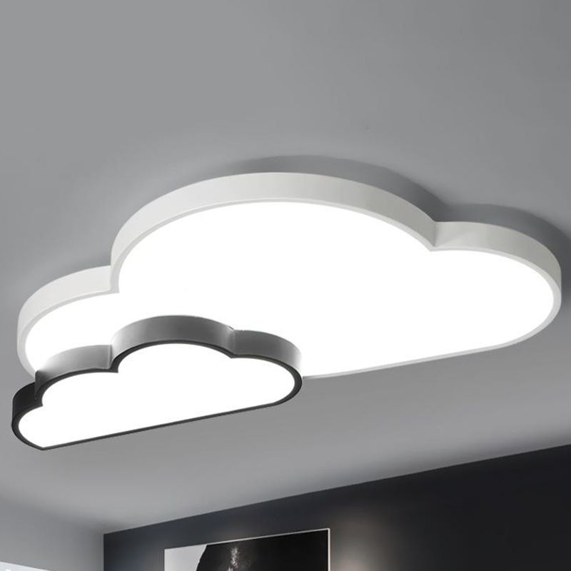 Lámpara empotrada en forma de nube en blanco y negro, iluminación LED nórdica de montaje empotrado en luz blanca/cálida