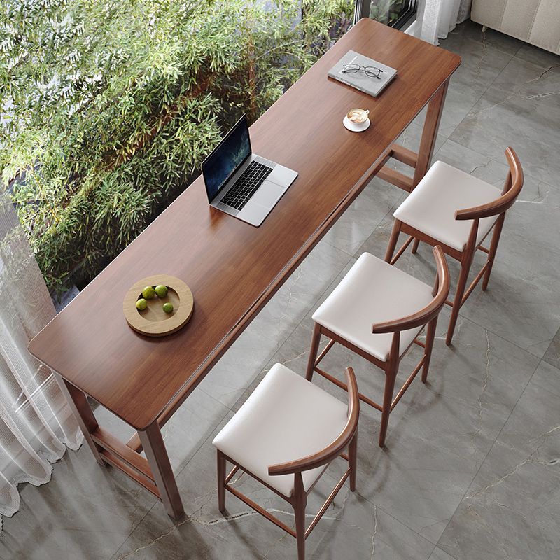 Modern Indoor Bar Stool Table Rectangle Wood Bar Dining Table