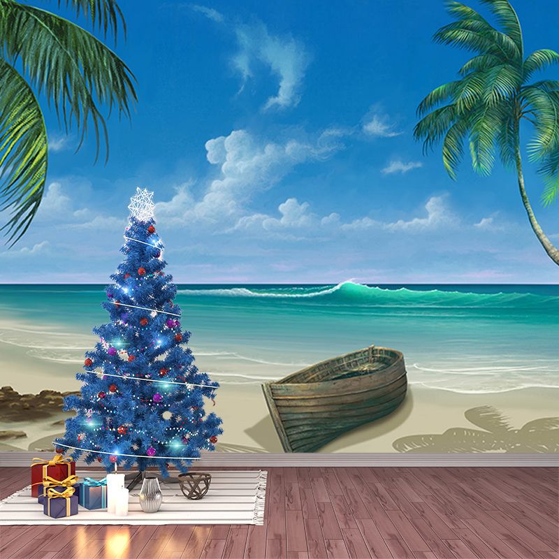 Washable Illustration Mural Wallpaper Tropical Scenery Indoor Wall Mural