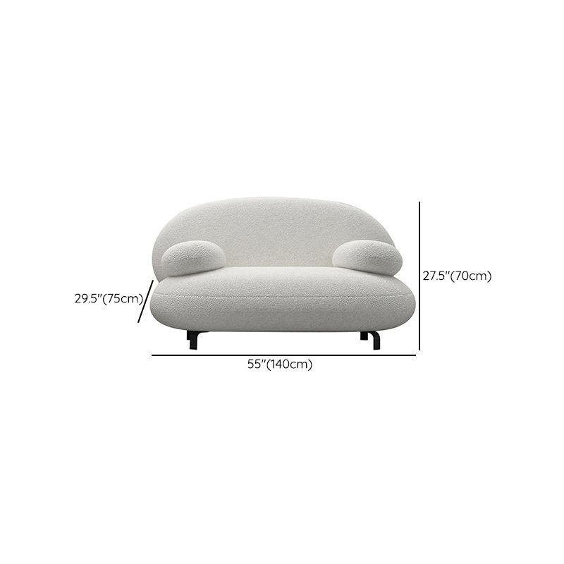 Modern 27.55" H White Wool Pillow Top Arm Sofa for Living Room