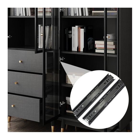 Manufactured Wood Glam Standard Bookcase Closed Back Bookcase with Glass Door