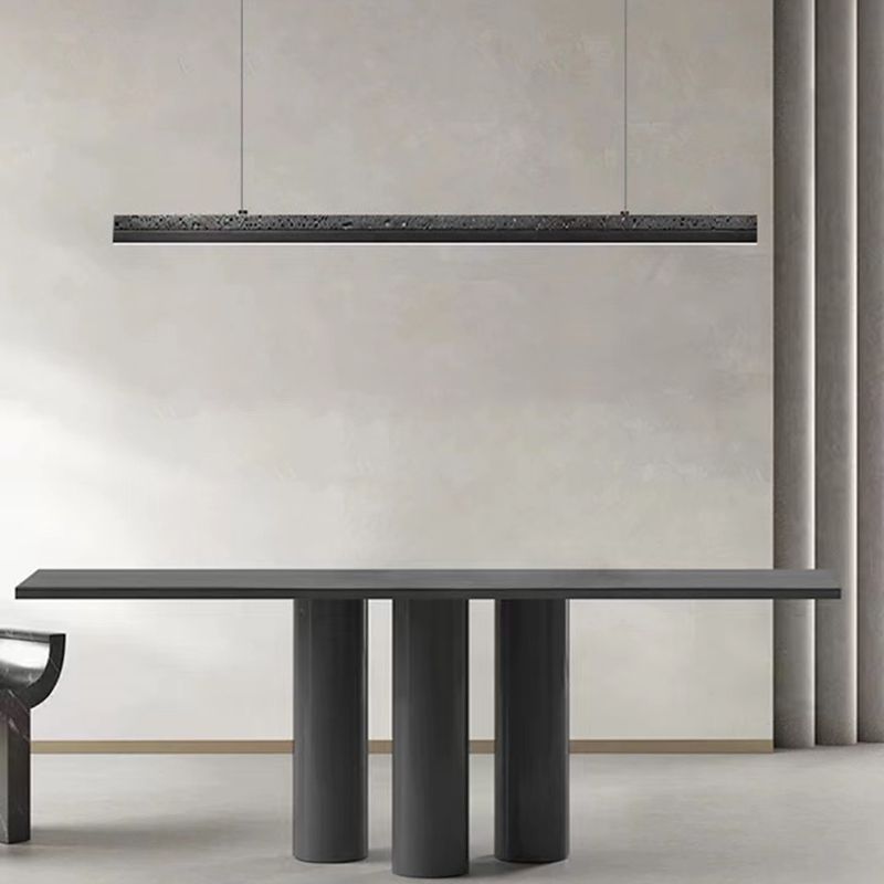 Minimalism LED Hanging Light Linear Island Light Fixture in Black for Dining Room
