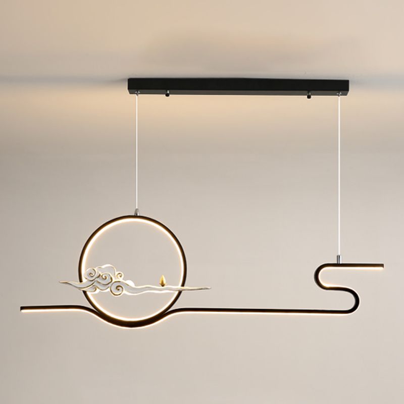 Modern Chandelier Linear Aluminum Island Chandelier Lights for Tea Room