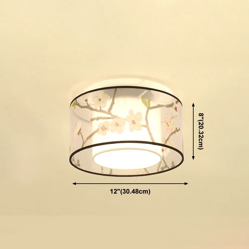 Plafonniers encastrés de style chinois avec éclairage de montage au plafond avec abat-jour en tissu