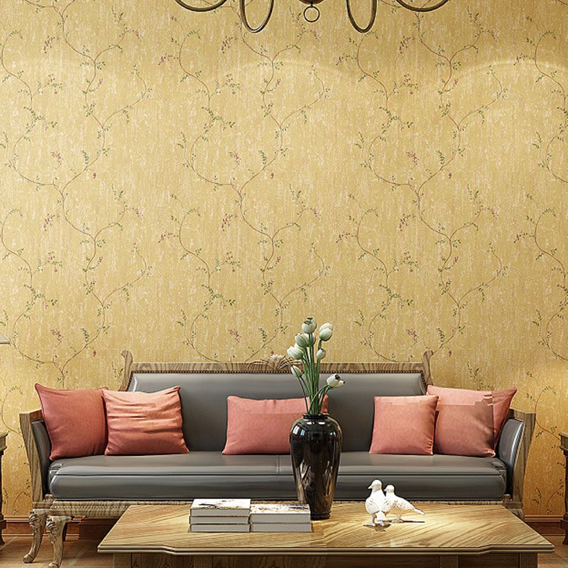Entwined Flowers Wall Covering in Natural Color Non-Woven Fabric Wallpaper Roll for Accent Wall, 33 ft. x 20.5 in