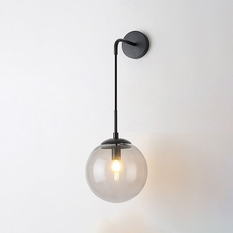 Glass Globe Wall Hanging Lamp Modern 1-Light Dining Room Wall Sconce