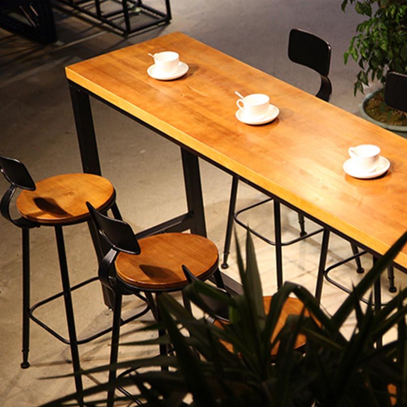 Coffee Shop Bar Height Counter Height Table Industrial Solid Wood Rectangle Pub Table