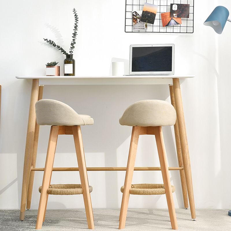 Taburete de bar moderno de madera maciza, reposapiés, respaldo bajo, taburete de mostrador con cojín, 1 pieza