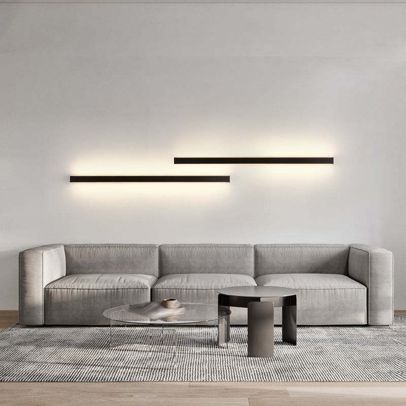 Modern Style Linear Shape Wall Sconce Metal 2 Light Sconces for Living Room