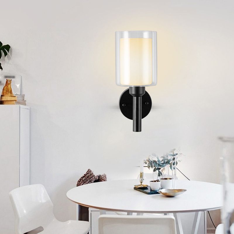 Industrial Style Cylinder Shape Wall Sconce Metal 1 Light Sconces for Bedroom