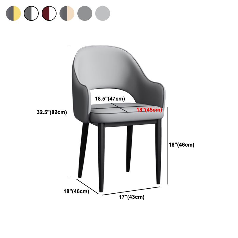 Contemporary Style Dining Chair Steel Legs Arm Chair with Upholstered