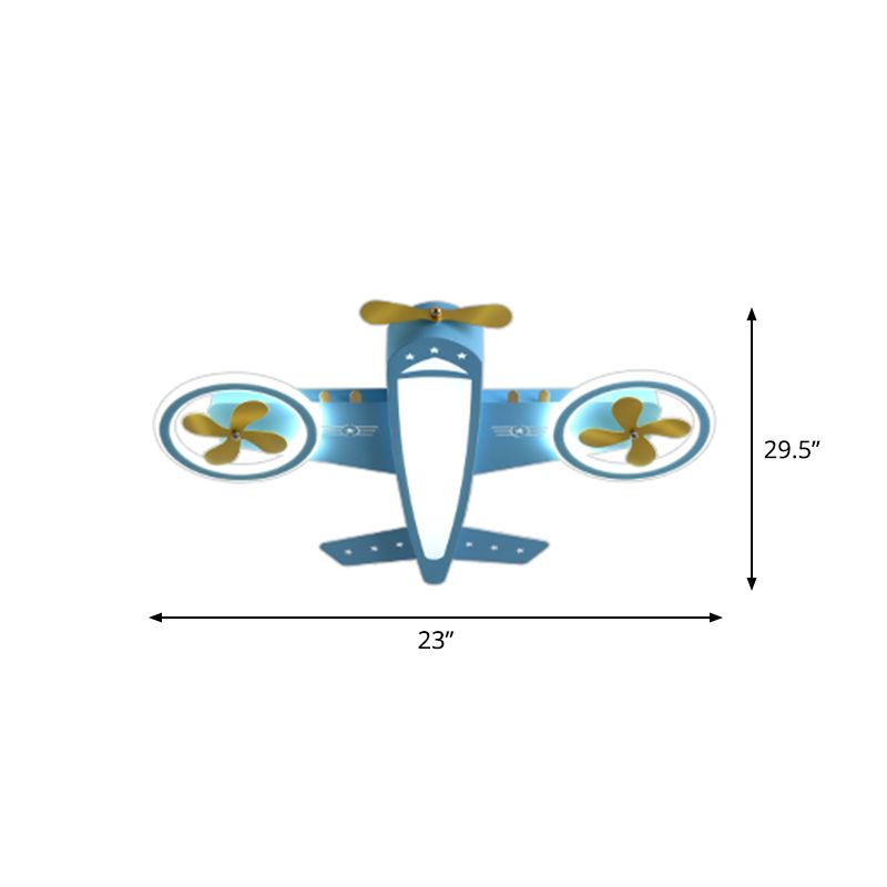 Plafonnier avion bleu Cartoon LED acrylique enfants chambre fluorescente