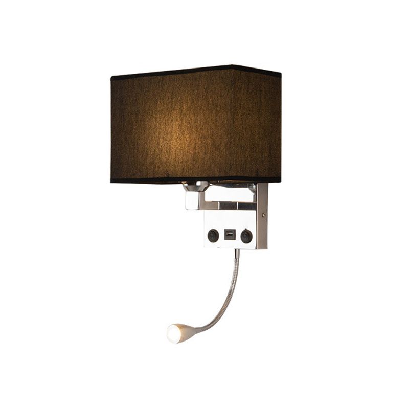 Contemporary Metal Reading Wall Light 10" Wide Wall Sconce with Natural Burlap