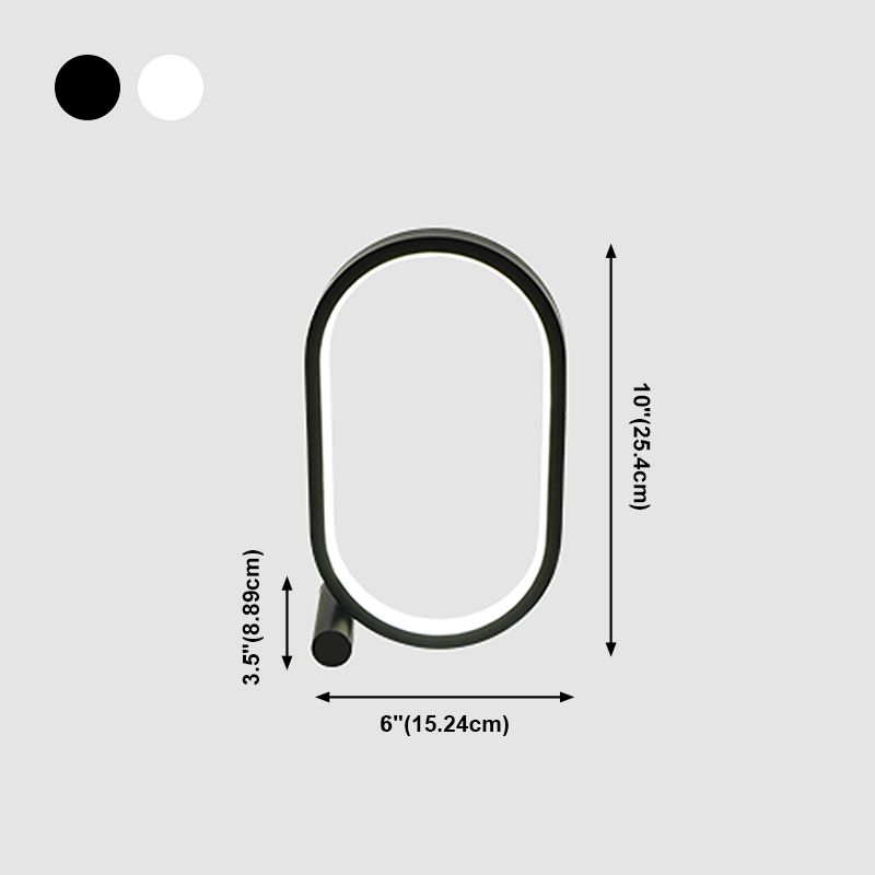 1 Light Oval Nightstand Lamp Contemporary Metal Nightstand Lamps for Bedroom