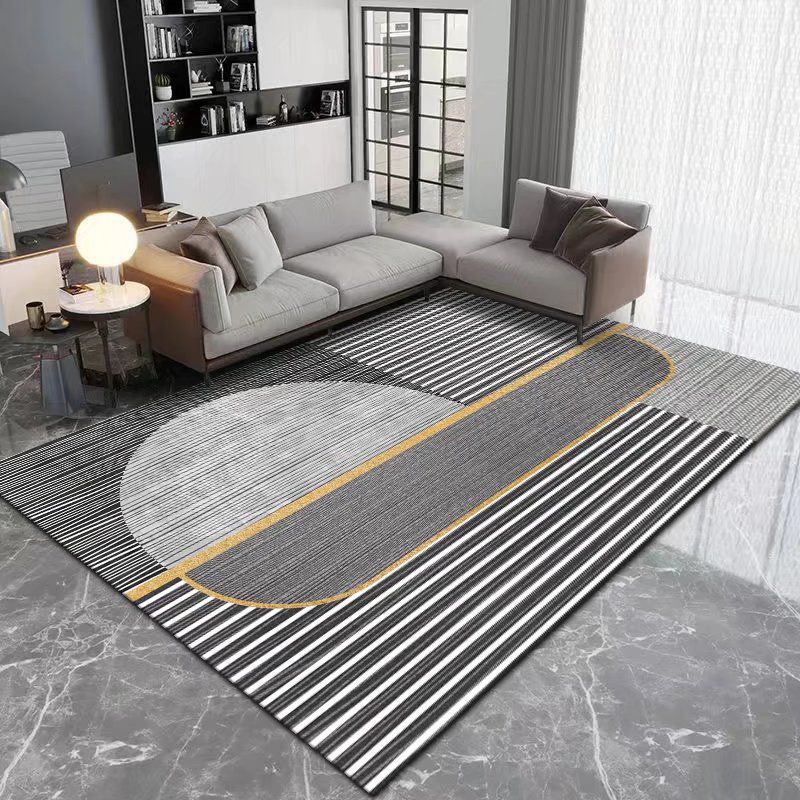 Orange Modern Rug Polyester Abstract Pattern Rug Stain Resistant Rug for Drawing Room
