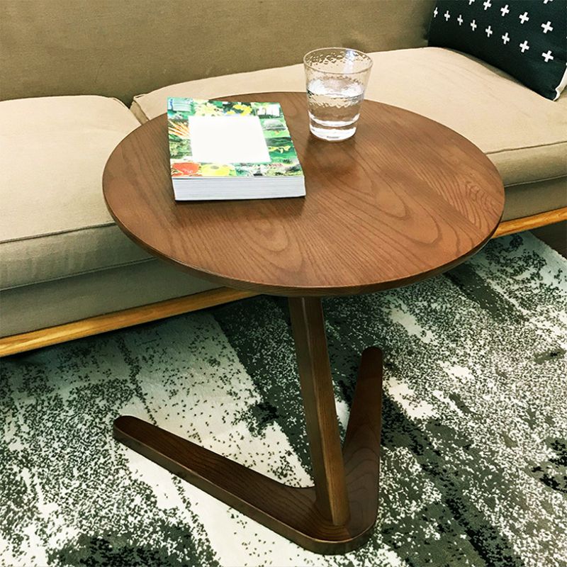 Scandinavian Solid Wood End Table Abstract Round Living Room Side Table