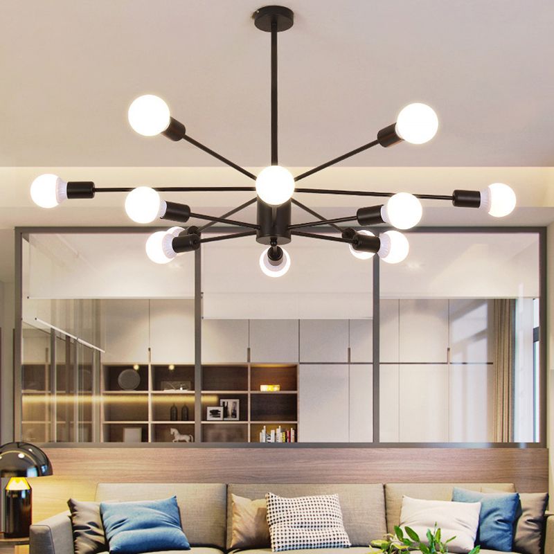 Modern Metal Bare Bulb Chandelier Light Fixtures Cafe Restaurant Hanging Chandelier