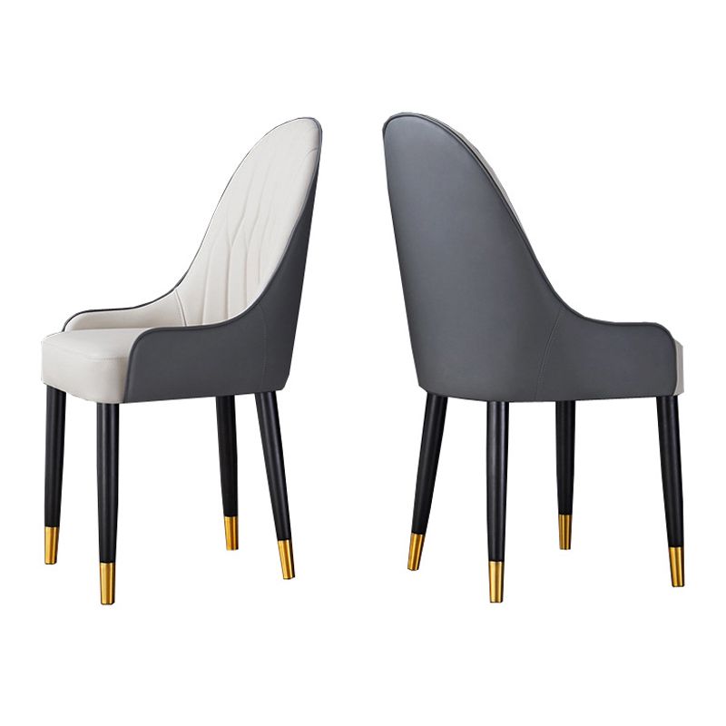 Glam Style Wood Chair Faux Leather Parsons Side Chair for Dining Room 20.8"x21.6"x35.4"