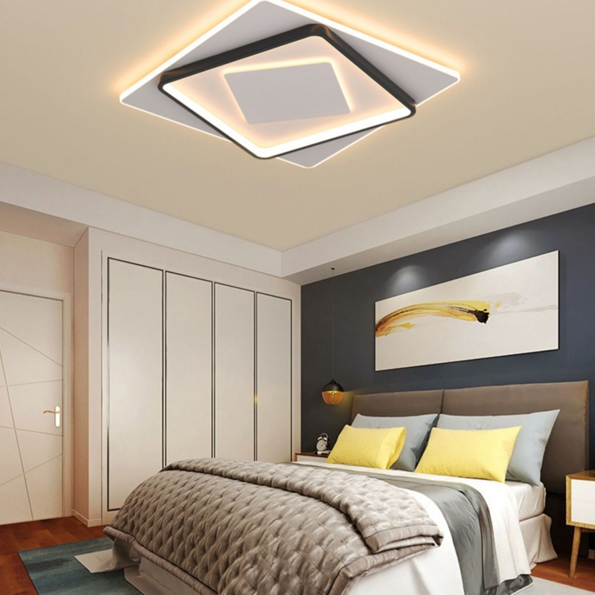 Nouveau Plafonnier LED encastré en acrylique moderne, carré, plafonnier avec 1 lumière