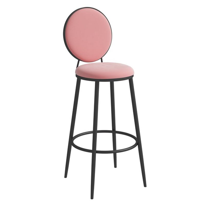 Metal Low Back Dining Stools Glam Armless Bar Stools with Black Metal Base