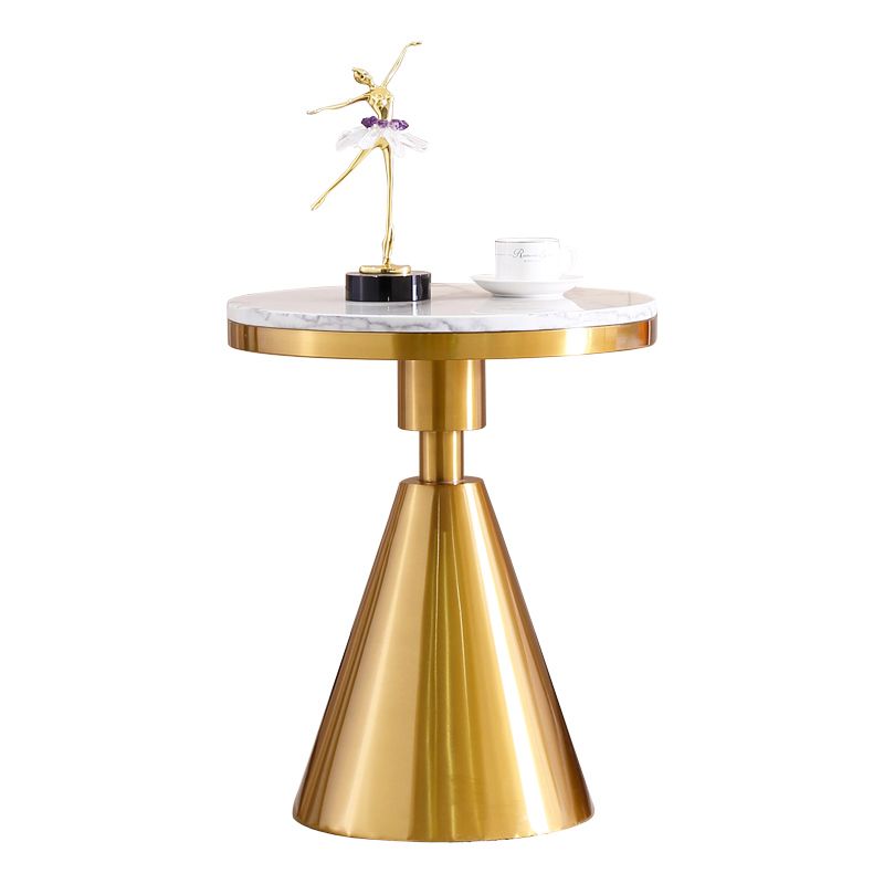 Contemporary Style Round Side End Table Metal Frame Side Table