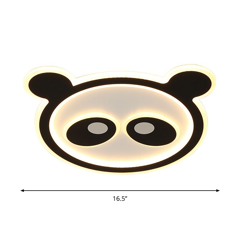Acrylic Panda Ceiling Lighting Cartoon LED Black Flush Mount Light for Kids Bedroom, Warm/White Light