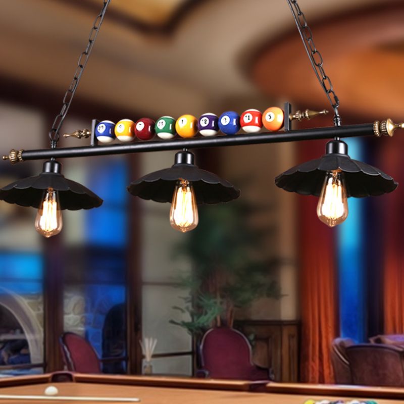 Shaded Hanging Light Fixture Industrial Metal Island Pendant with Billiard Decoration