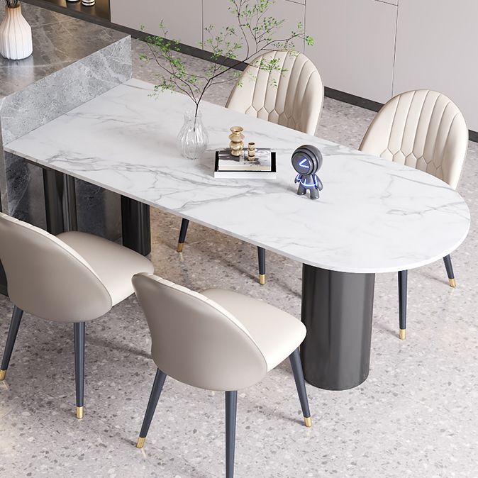 Free Form White Dining Table Sintered Stone Table Contemporary with 3 Legs