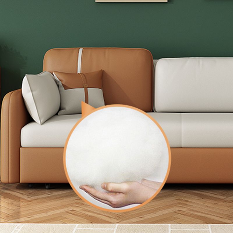 32.28" H Contemporary Faux Leather Square Arm Sofa Bed with Storage