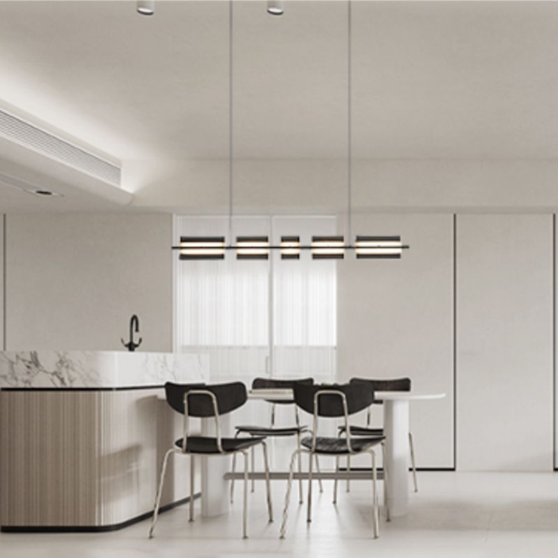 Clear and Black Ceiling Pendant Light Brass & Glass LED Kitchen Island Fixture