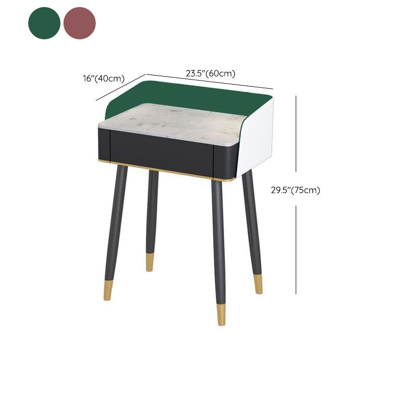 Contemporary Stone Top Makeup Vanity Desk with Wooden Drawer