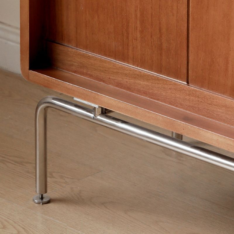 Modern Brown Solid Wood Buffet Sideboard with Glass Door and 3 Drawers